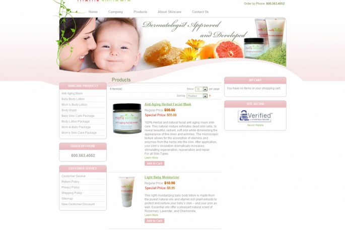 | E-Commerce Skin Care Website Design Mom’s Skincare Image Name 