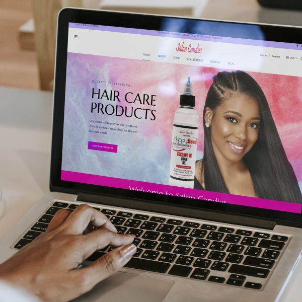 Woman working on her laptop | Salon Candies Website Image Name