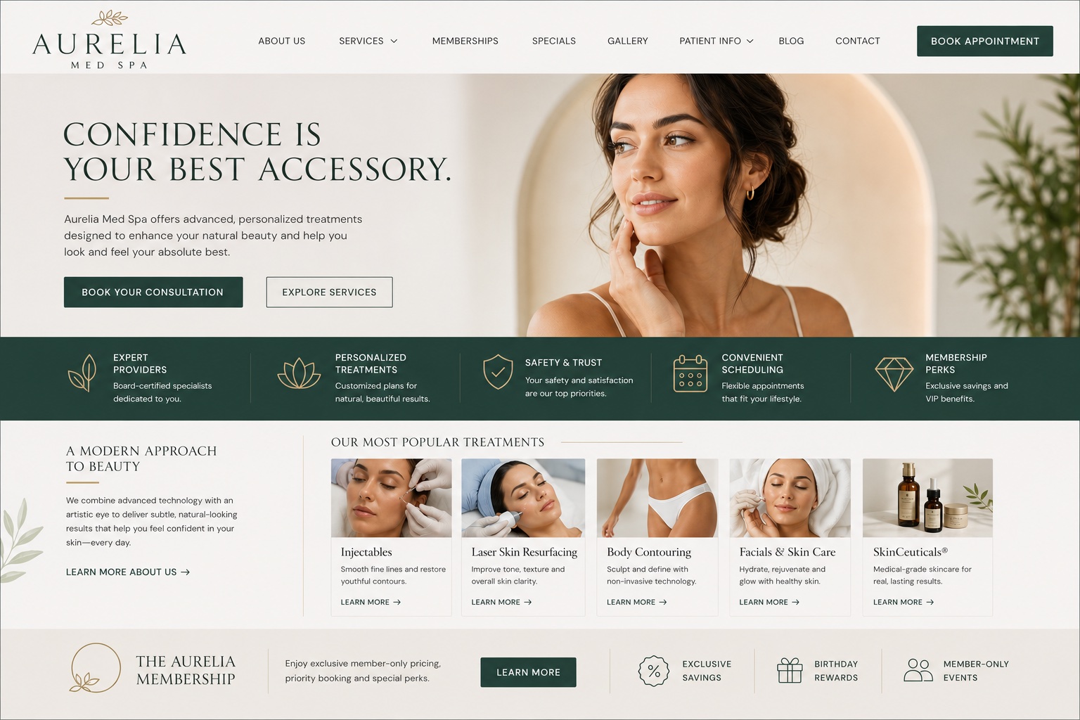 Before and After Website Design Aurelia Med Spa - After