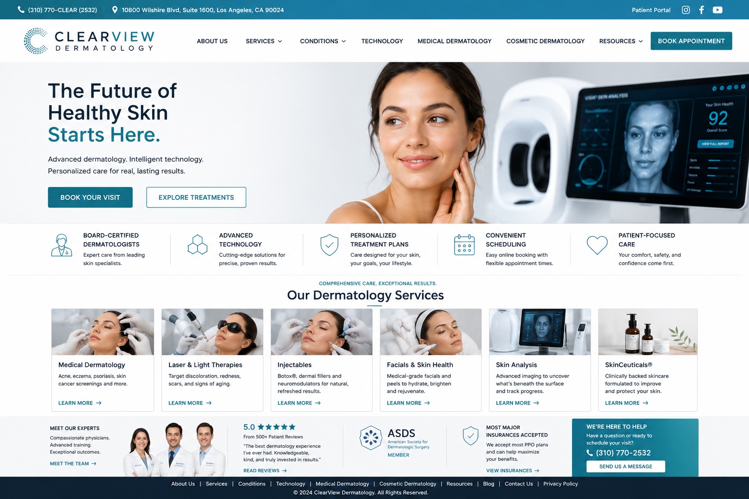 Before and After Website Design ClearView Dermatology - After