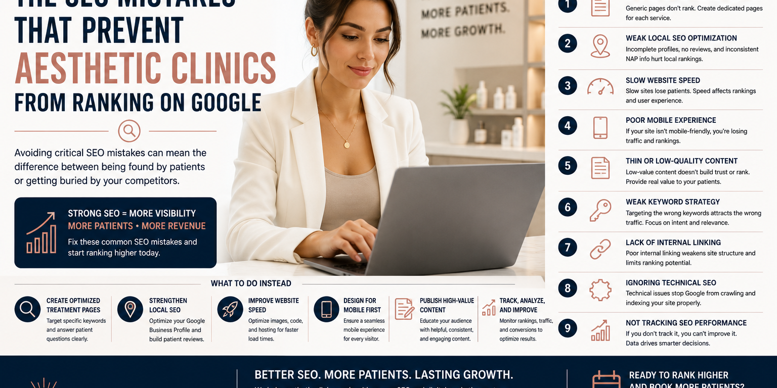 SEO Mistakes That Prevent Aesthetic Clinics From Ranking on Google SEO Mistakes That Prevent Aesthetic Clinics From Ranking on Google