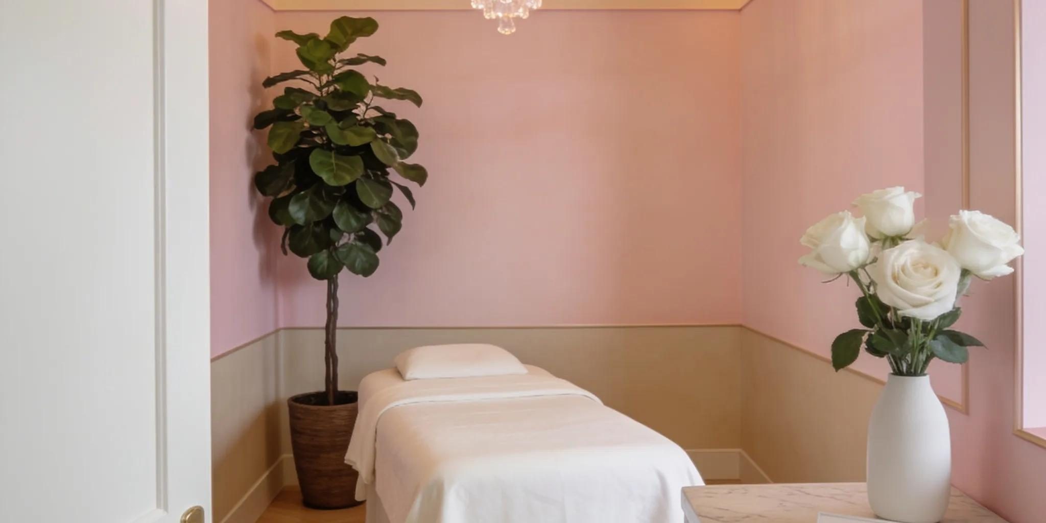 Modern med spa interior in Beverly Hills with serene treatment room and elegant decor