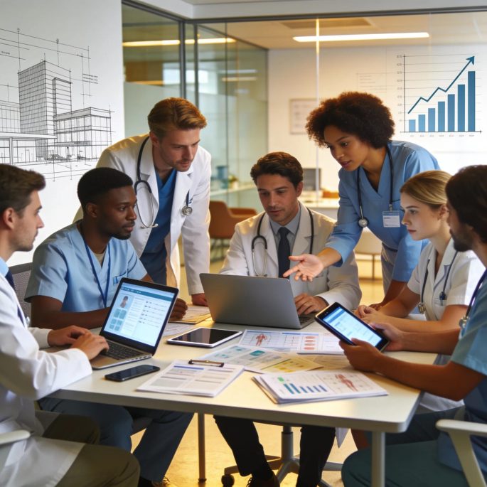 7908d958-264b-498d-bd2c-04b71a90348d.webp Healthcare professionals collaborating in a modern clinic, emphasizing teamwork in change management