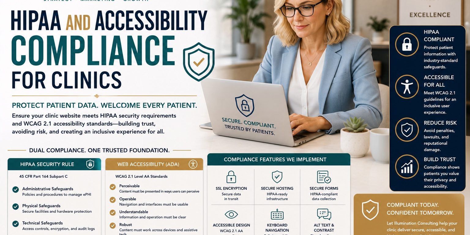 Any clinic website that collects patient information must satisfy HIPAA Security Rule requirements under 45