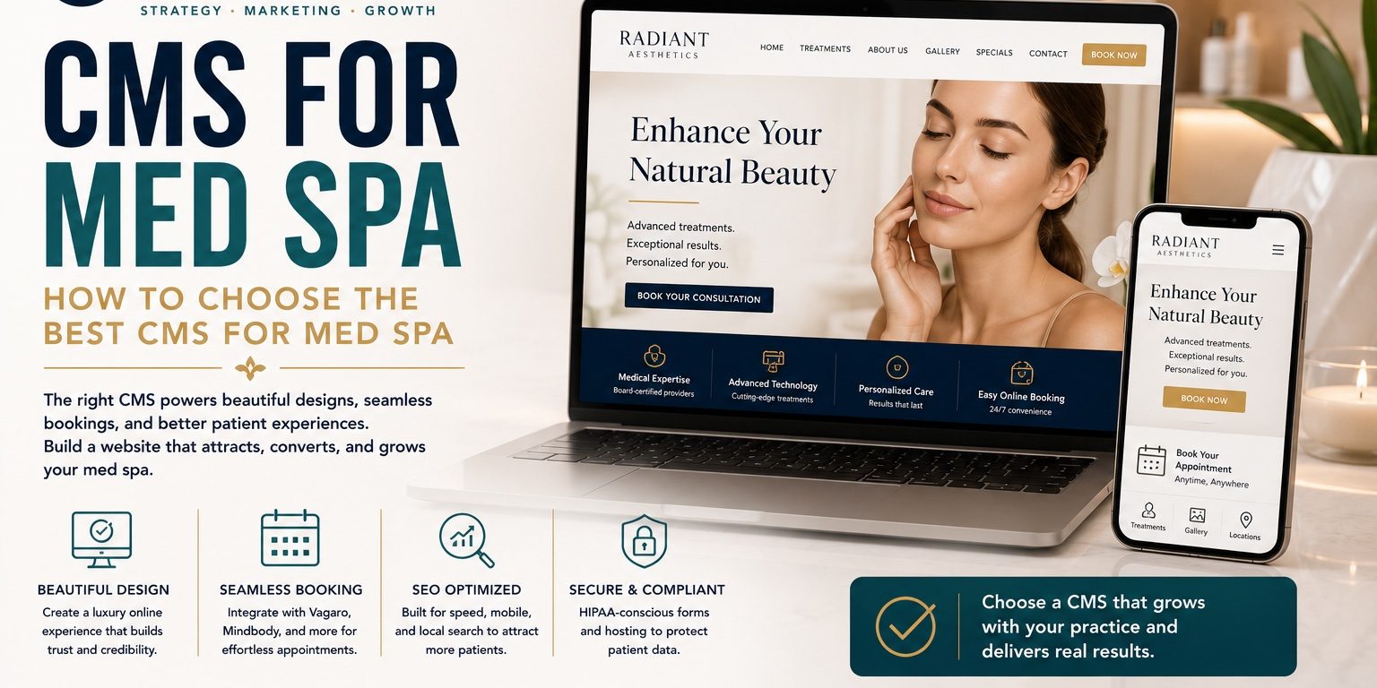 CMS for Med Spa website design displayed on laptop