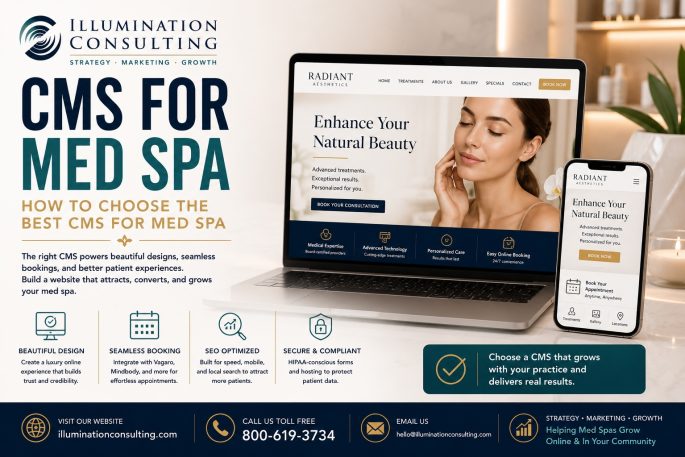 CMS for Med Spa website design displayed on laptop