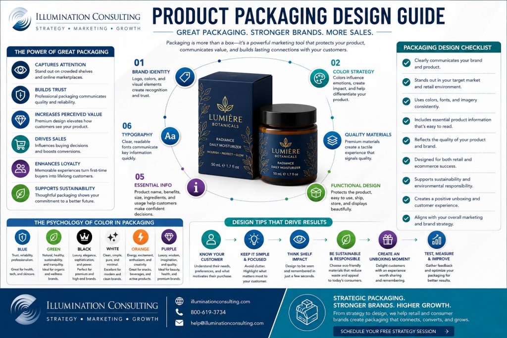 Product Packaging Design Guide Infographic By Illumination Consulting