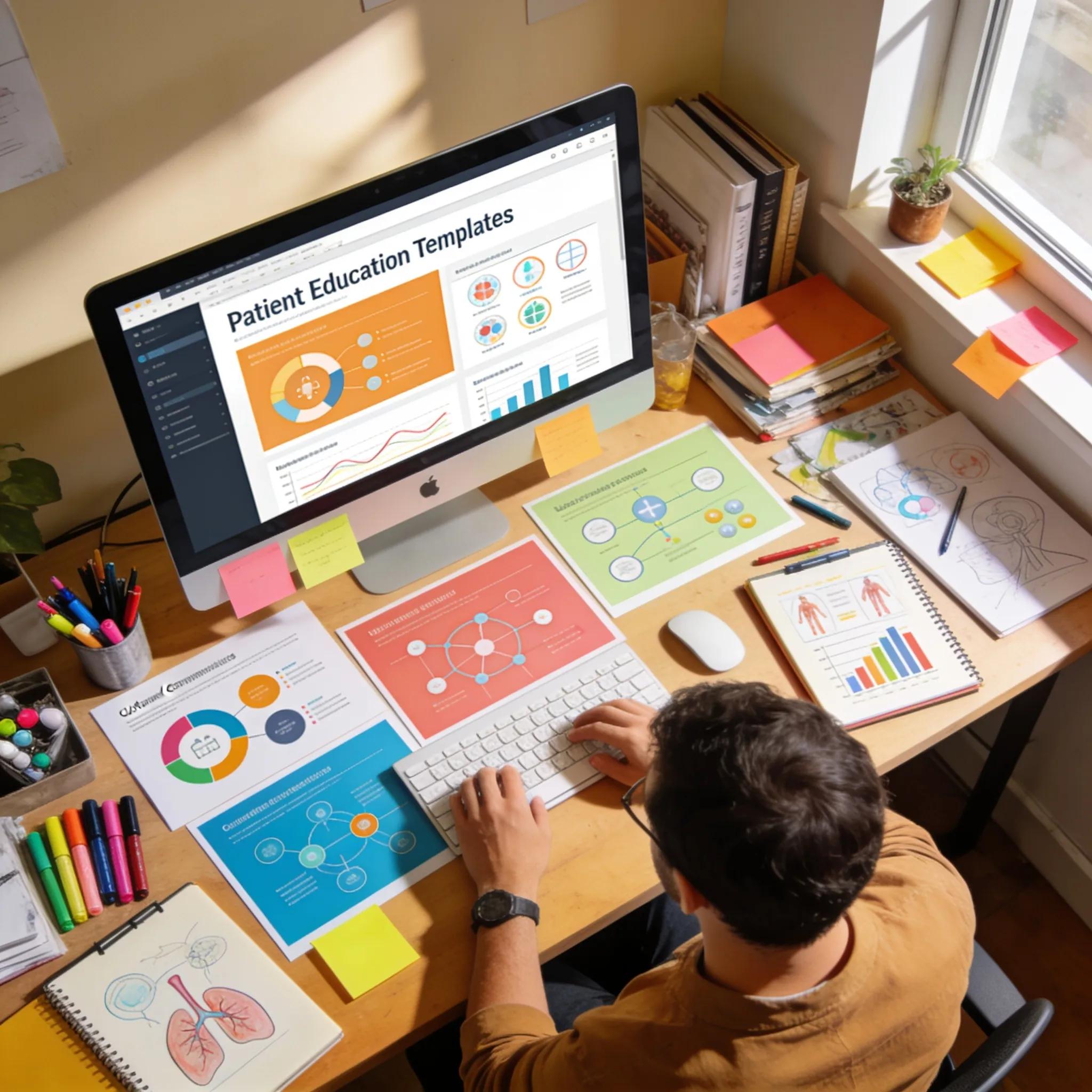Designer creating customized patient education templates emphasizing effective healthcare communication