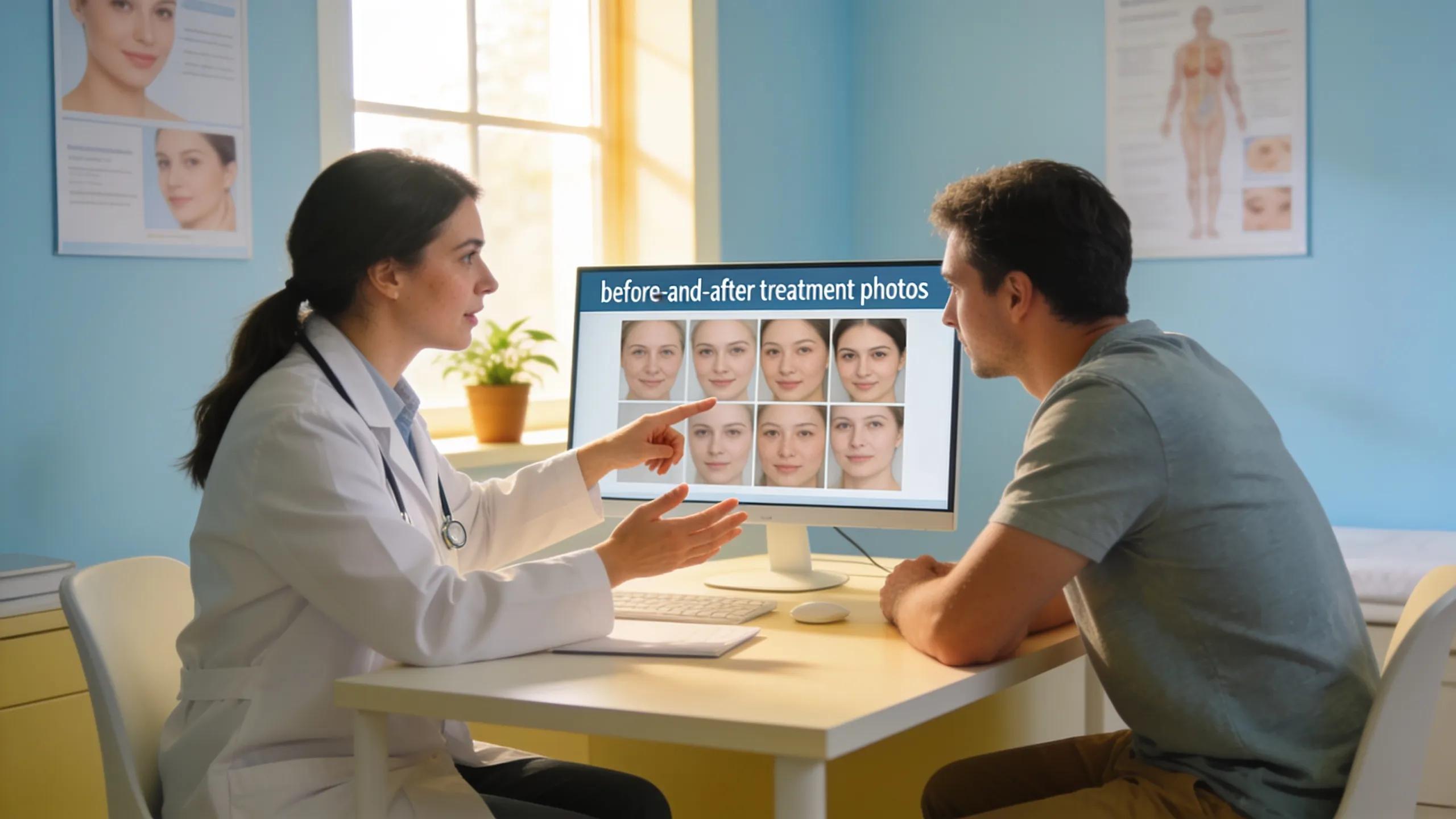 Dermatologist consulting with patient about skincare treatments