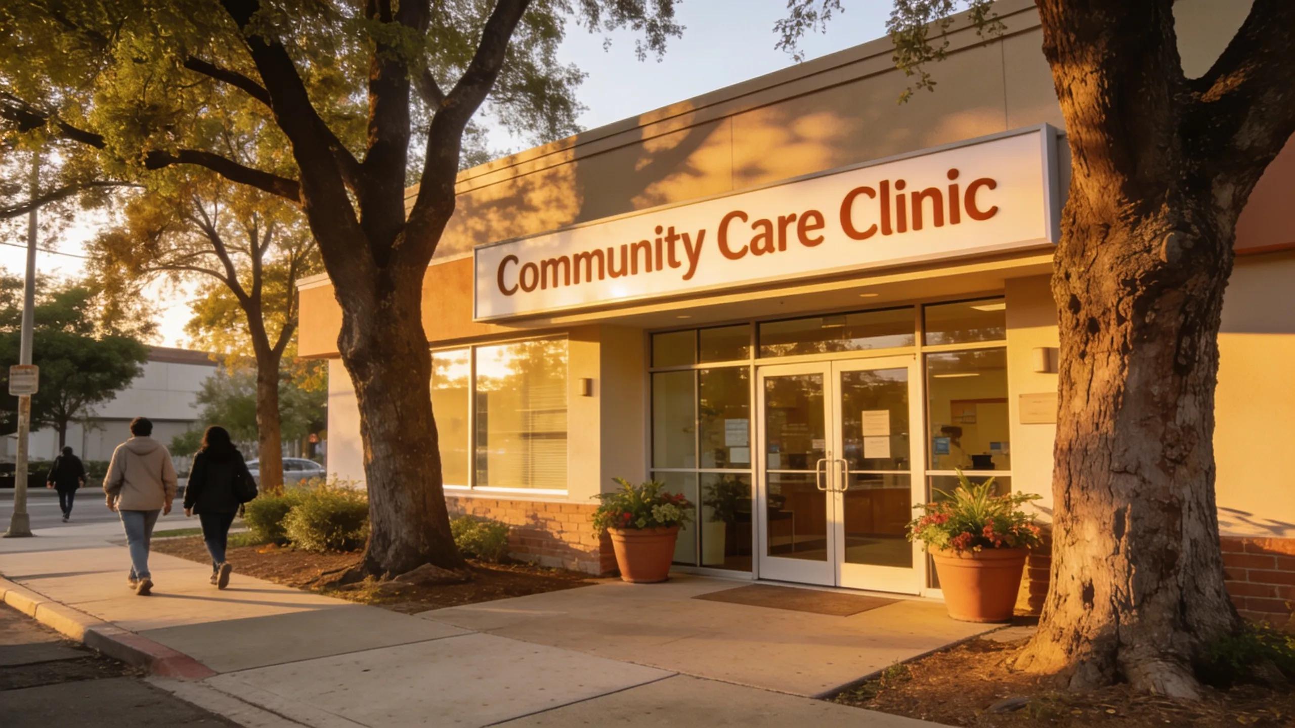 Local healthcare clinic exterior showcasing community connection for enhanced local SEO