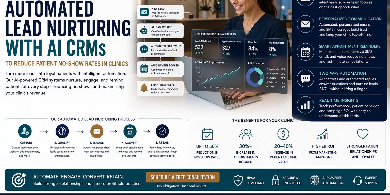 Automated Lead Nurturing with AI CRMs to Reduce Patient No-Show Rates in Clinics