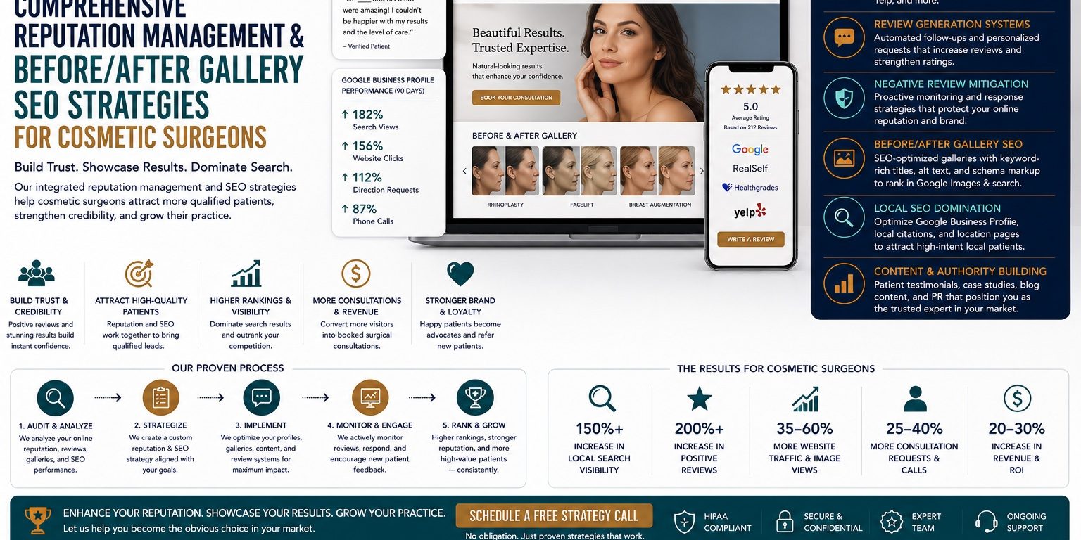 Comprehensive Reputation Management & Before/After Gallery SEO Strategies for Cosmetic Surgeons
