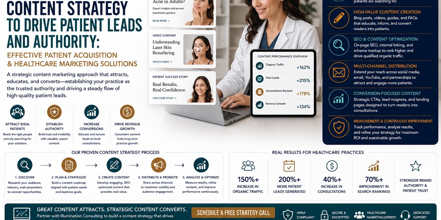 Content Strategy to Drive Patient Leads and Authority Effective Patient Acquisition and Healthcare Marketing Solutions Content Strategy to Drive Patient Leads and Authority Effective Patient Acquisition and Healthcare Marketing Solutions