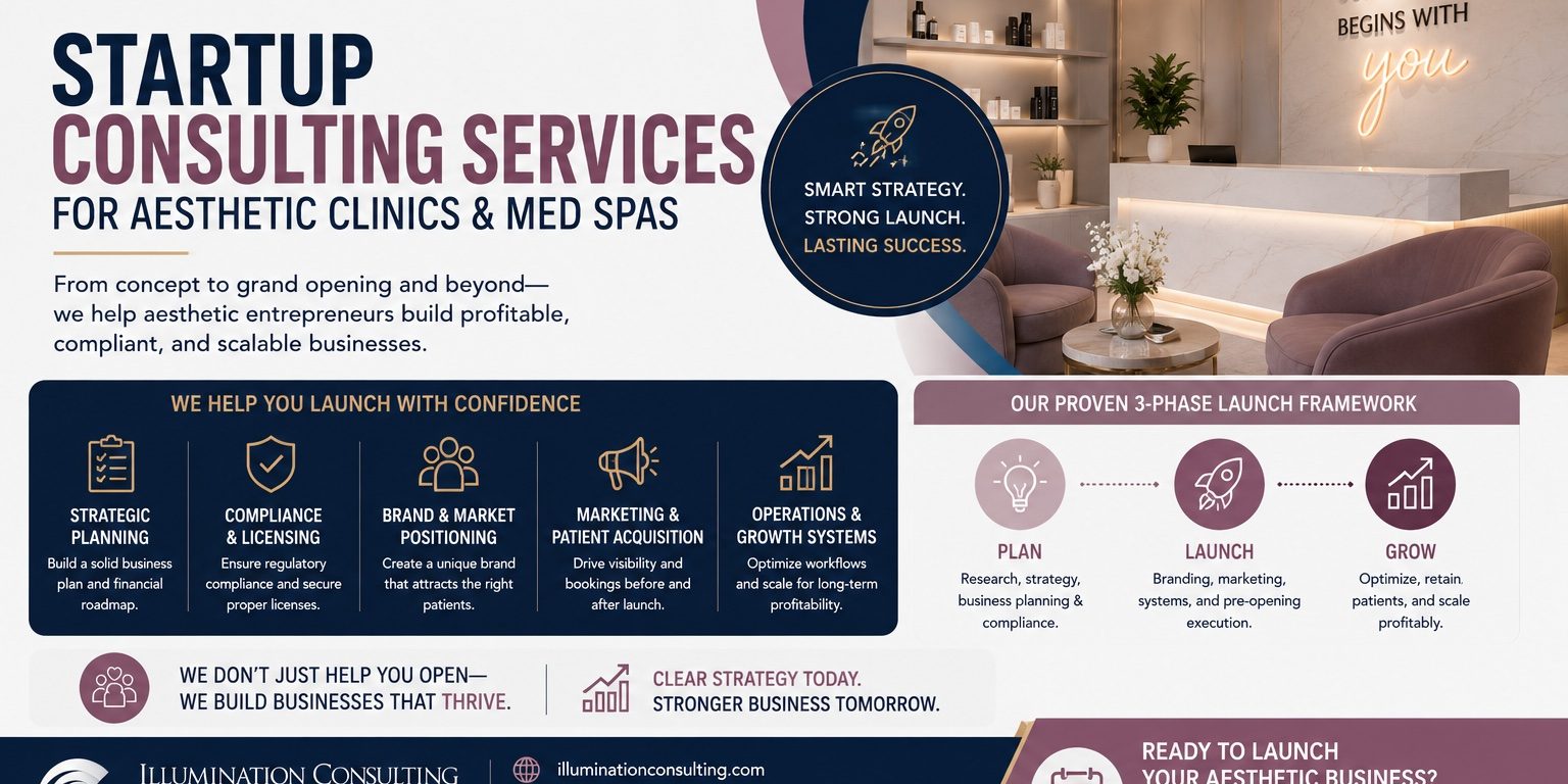 Startup Consulting Services Aesthetic Clinics & Med Spas Startup Consulting Services Aesthetic Clinics & Med Spas