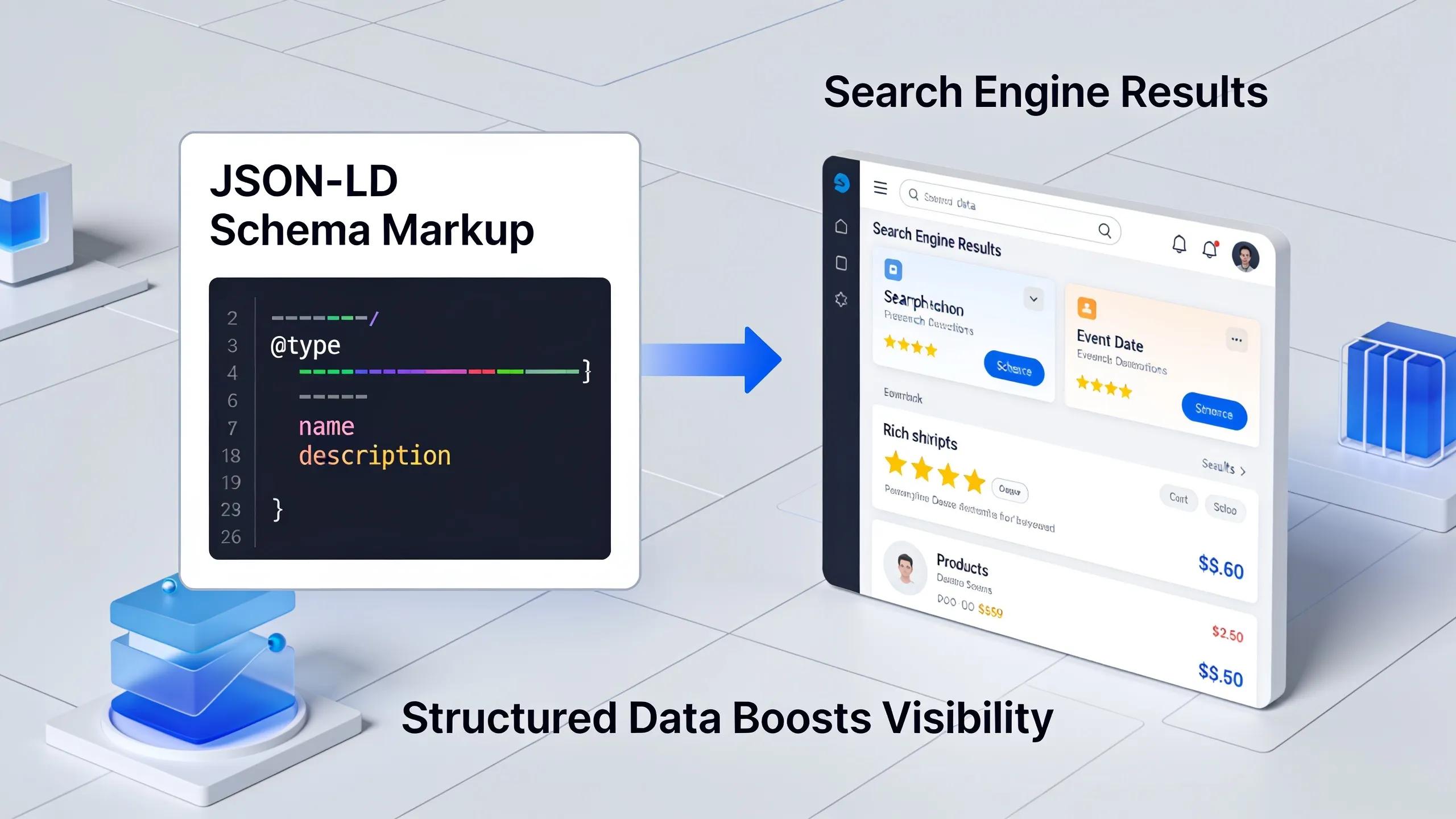 Conceptual representation of schema markup and its impact on local SEO for med spas