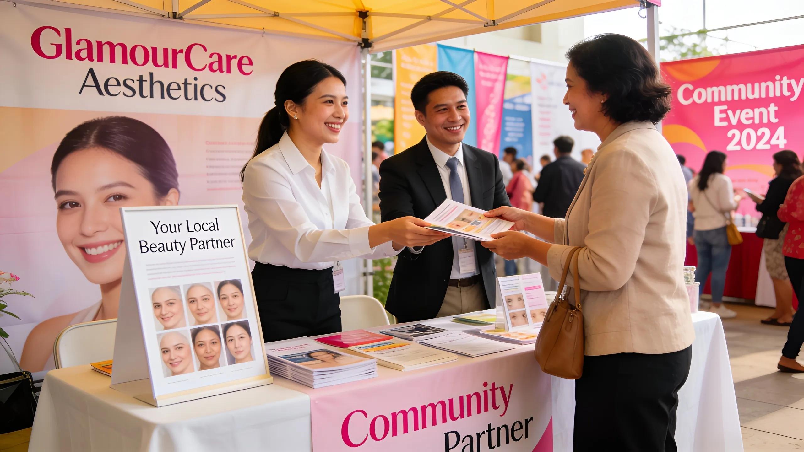 Community event showcasing a plastic surgery clinic's engagement with local patients