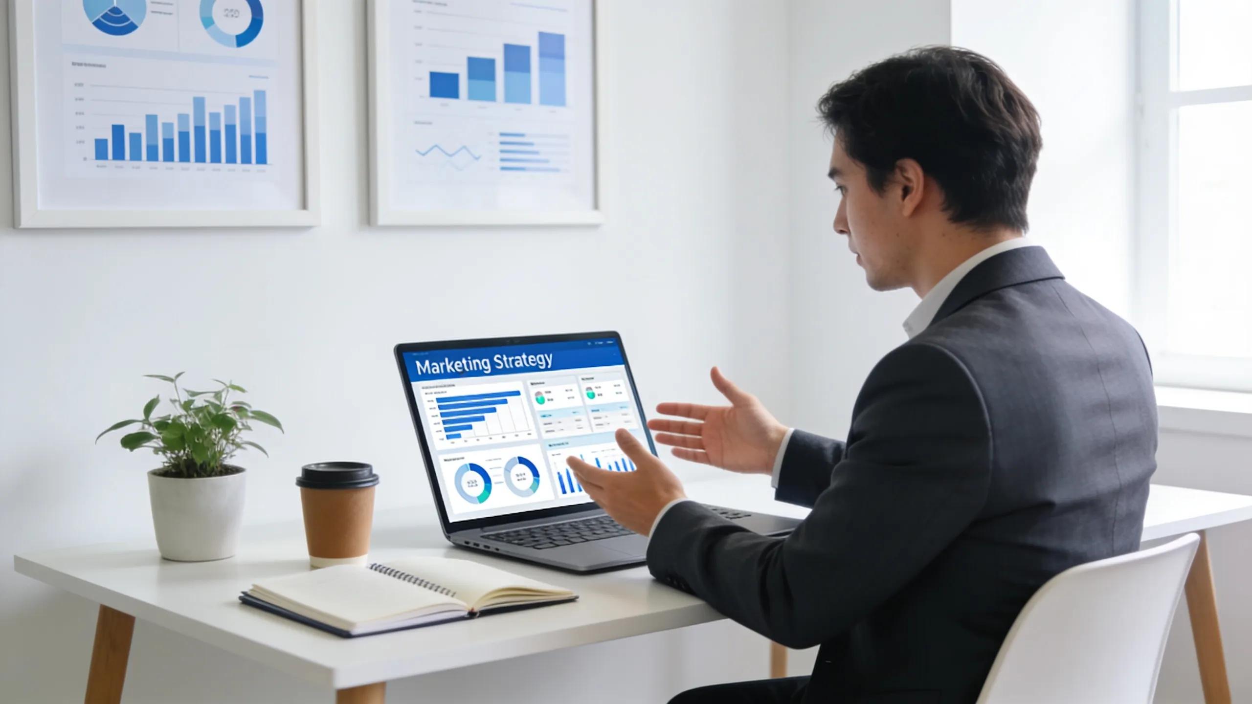 Db2c6499 26c2 4de3 9780 72a33ccc3156 Professional analyzing digital marketing strategies amidst skincare promotional materials