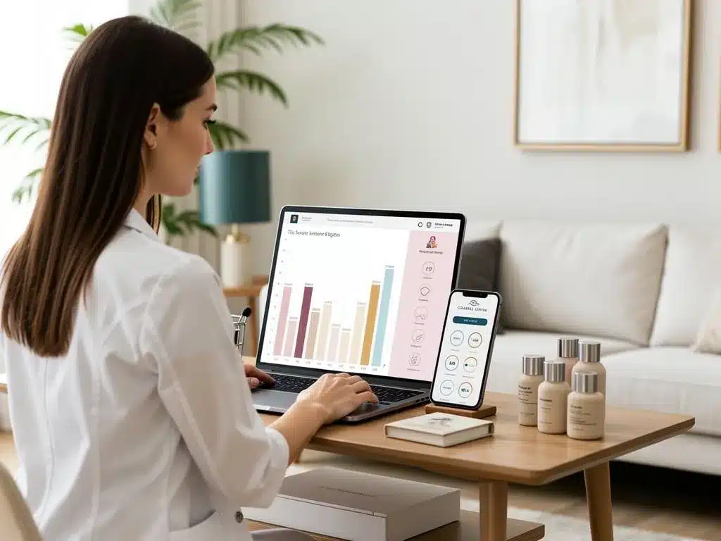 Dermatology practice search ranking results on a laptop screen