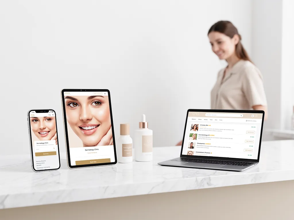 Dermatology practice website with online appointment booking form